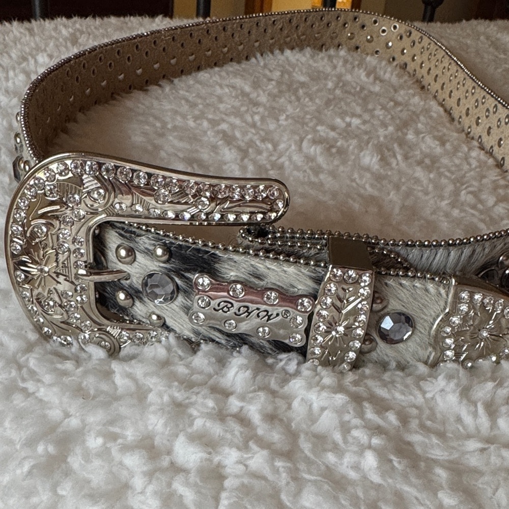 Crystal Embellished Belt with Silver Accents